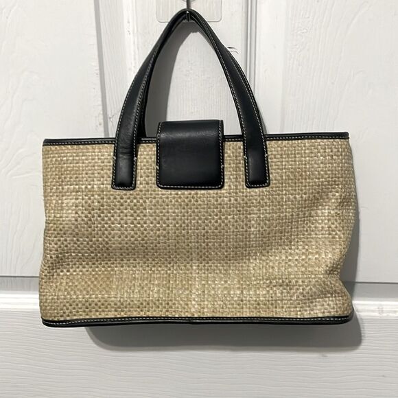 Coach Vintage Woven Turn Lock Straw Rattan Leather Small Shoulder Bag - Picture 2 of 10